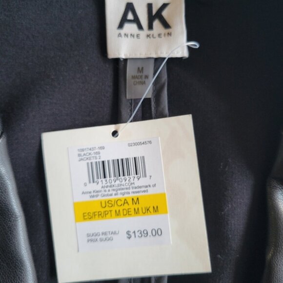 New Anne Klein Black Blazer with Faux Leather Accents. - Picture 5 of 8